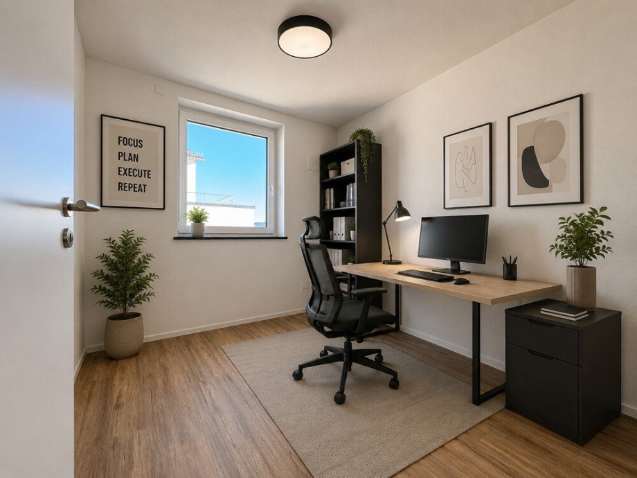 B�ro - virtuell m�blierte Darstellung Etagenwohnung Beilstein / Schmidhausen