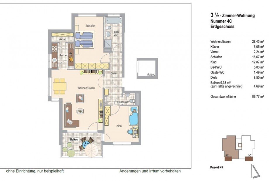 Grundriss Erdgeschosswohnung Ludwigsburg