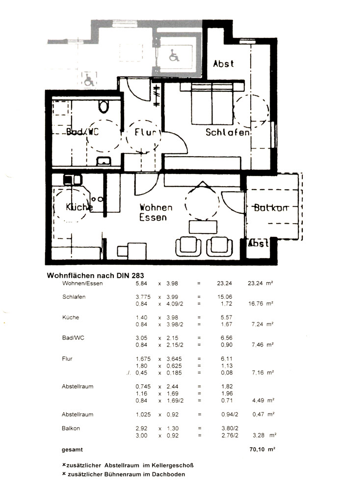 Wohnungsplan Dachgeschosswohnung Freiberg am Neckar