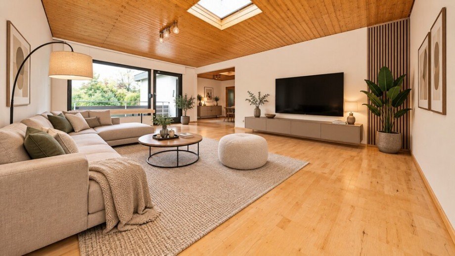 Wohnzimmer mit KI m�bliert Bungalow Oberstenfeld