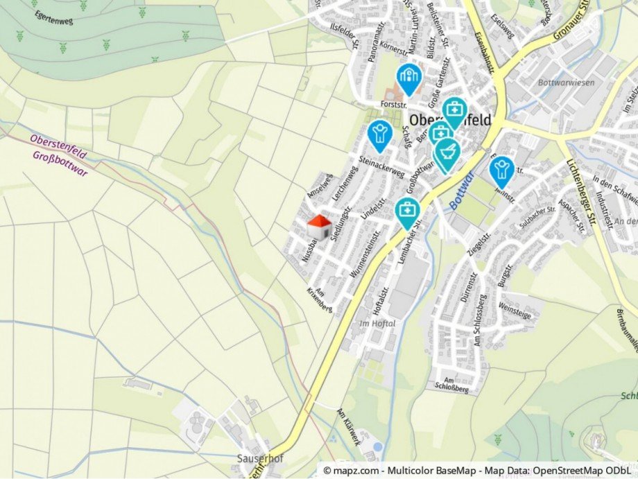 Geolyzer Kartenausschnitt Dachgeschosswohnung Oberstenfeld