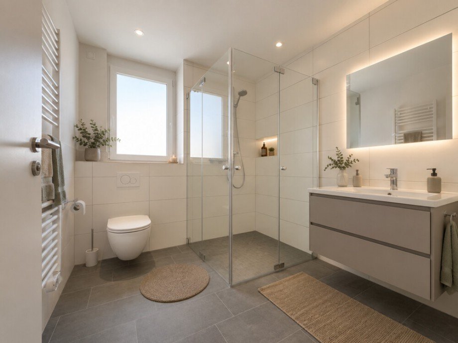 Badezimmer - virtuell m�blierte Darstellung Etagenwohnung Beilstein / Schmidhausen