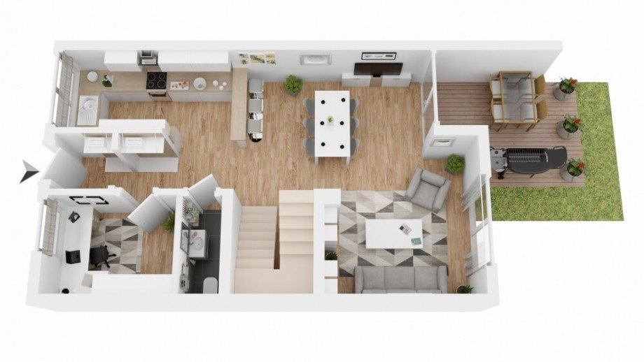 EG M�blierung beispielhaft Reihenhaus Asperg