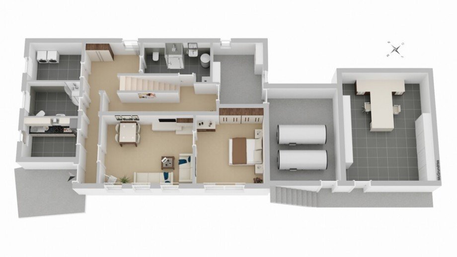 3 D Grundriss UG Chalet Remseck am Neckar