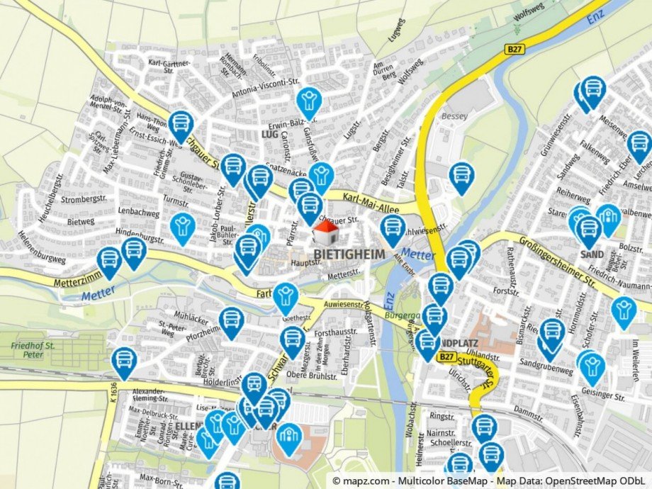 Geolyzer Kartenausschnitt Erdgeschosswohnung Bietigheim-Bissingen