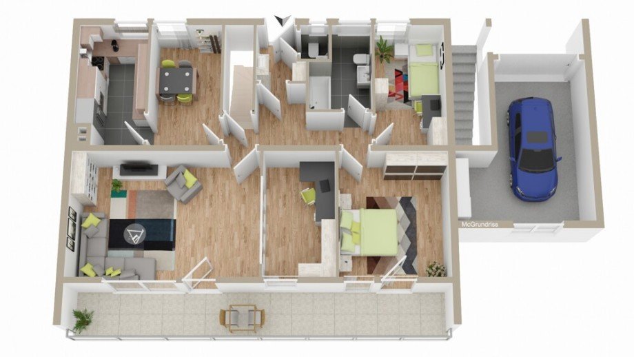 3D-Grundriss - EG Einfamilienhaus Alth�tte / Sechselberg