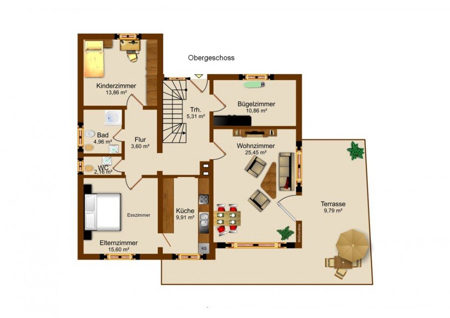 Raumaufteilung_EG Einfamilienhaus Vaihingen an der Enz / Aurich
