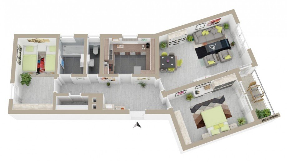3D - Grundriss Etagenwohnung Eberstadt