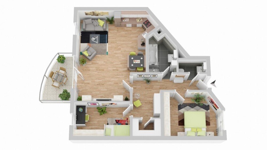 Grundriss-Illustration Etagenwohnung Waiblingen / Hohenacker