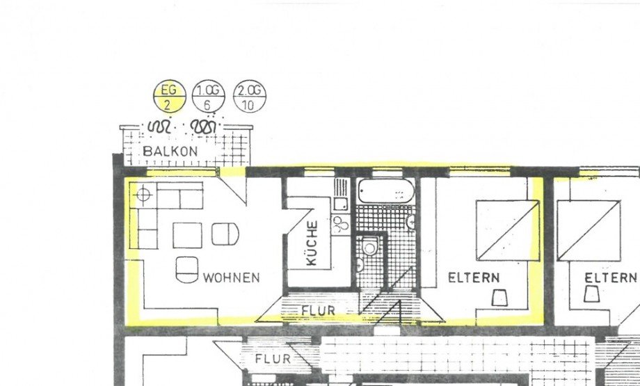 Grundriss 2-Zimmer-Wohn. Erdgeschosswohnung Forst
