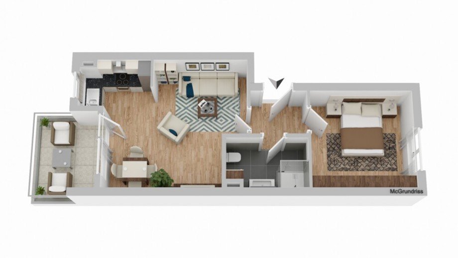 3D Grundriss Etagenwohnung Kornwestheim