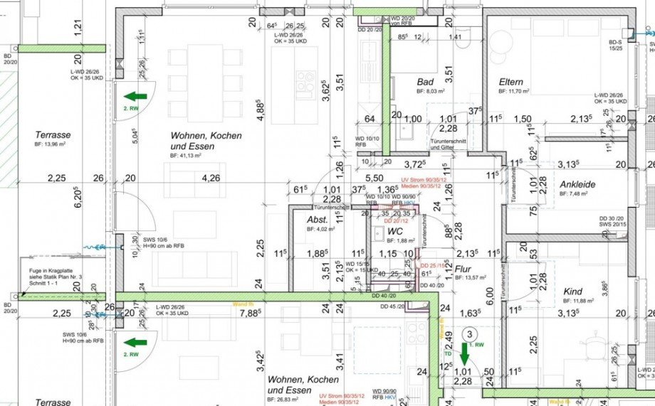 Grundriss Whg. 3 Erdgeschosswohnung Beilstein / Schmidhausen