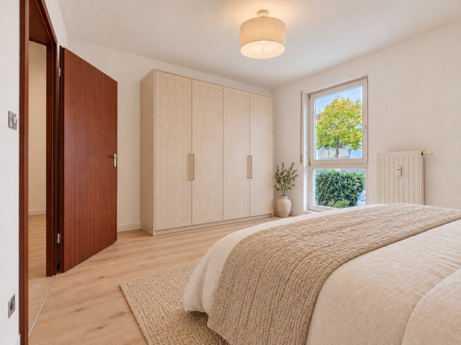 Schlafzimmer_mit KI virtuell eingerichtet Erdgeschosswohnung Bad Wimpfen