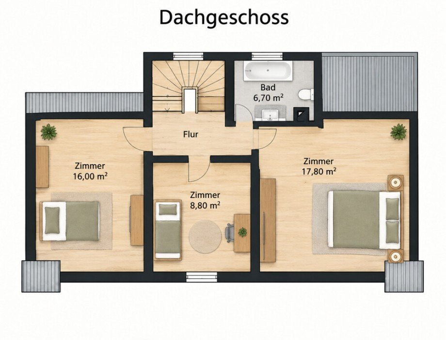 DG_Raumaufteilung_farbig Einfamilienhaus Vaihingen