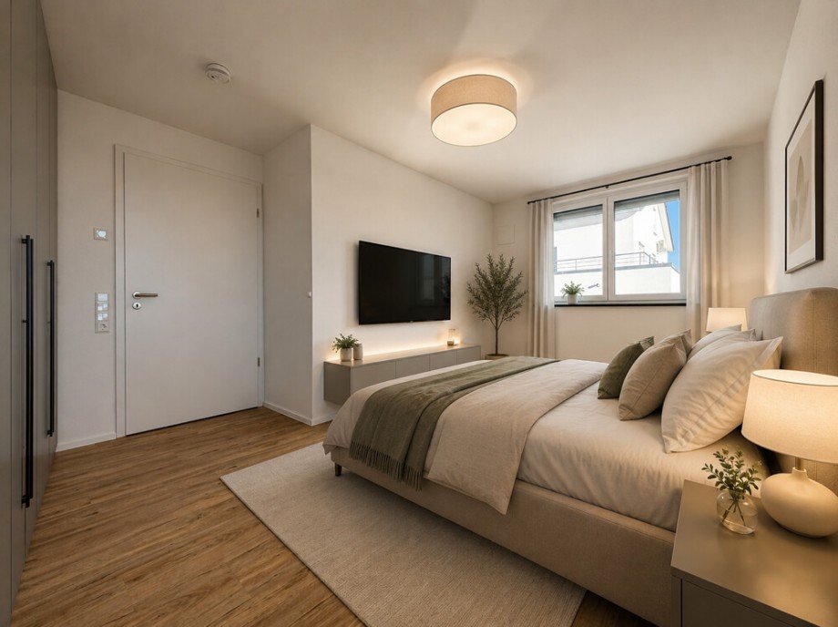 Schlafen - virtuell m�blierte Darstellung Etagenwohnung Beilstein / Schmidhausen