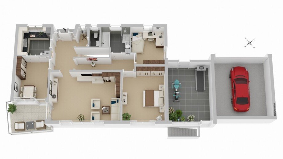 3 D Grundriss EG Chalet Remseck am Neckar
