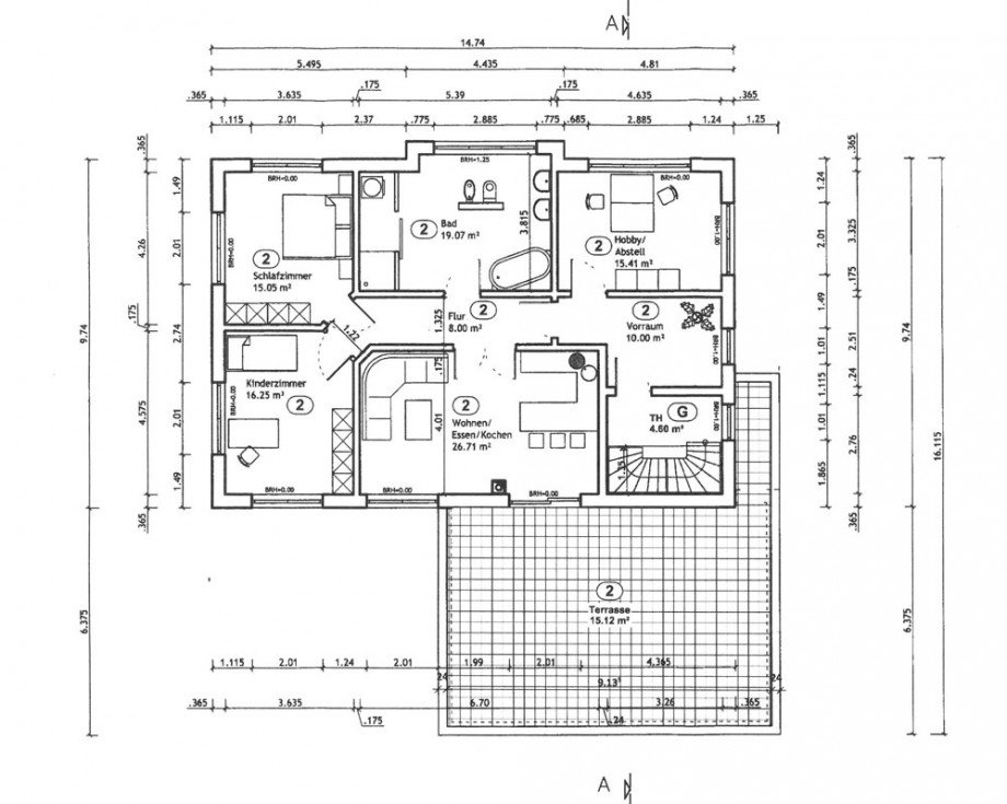 Grundriss OG Etagenwohnung Neckarsulm / Amorbach