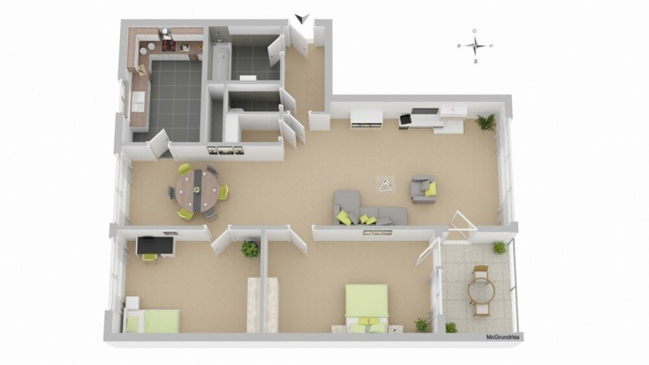 3 D Grundriss Etagenwohnung Leinfelden-Echterdingen
