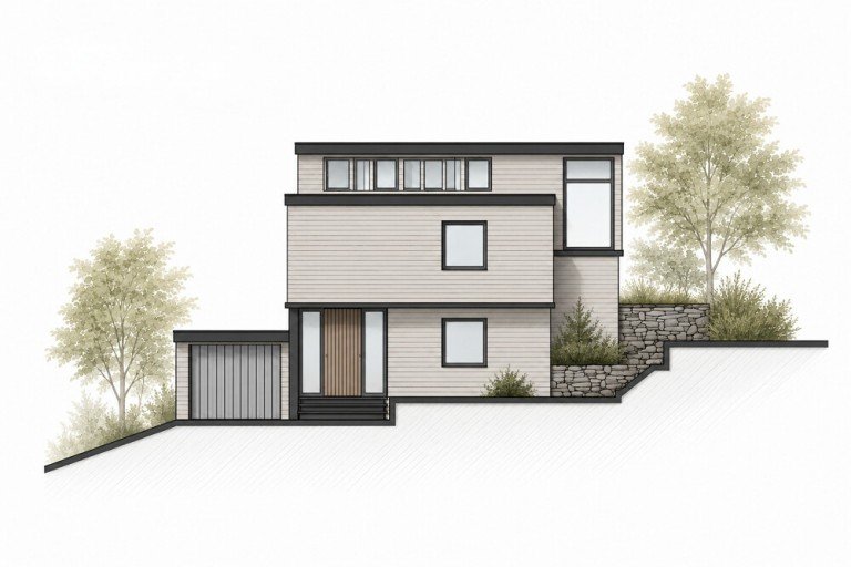 Schnitt - visualisiert Beilstein Einfamilienhaus Gro�z�giges Split-Level-Einfamilienhausmit Einliegerbereich, Schwimmbadund uneinsehbarer Terrasse