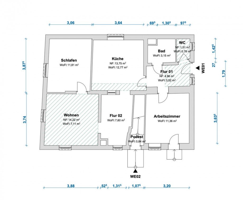 Grundriss EG Zweifamilienhaus Sachsenheim-Ochsenbach