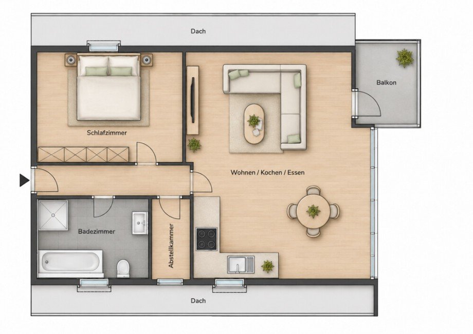 Grundriss Dachgeschosswohnung Mundelsheim