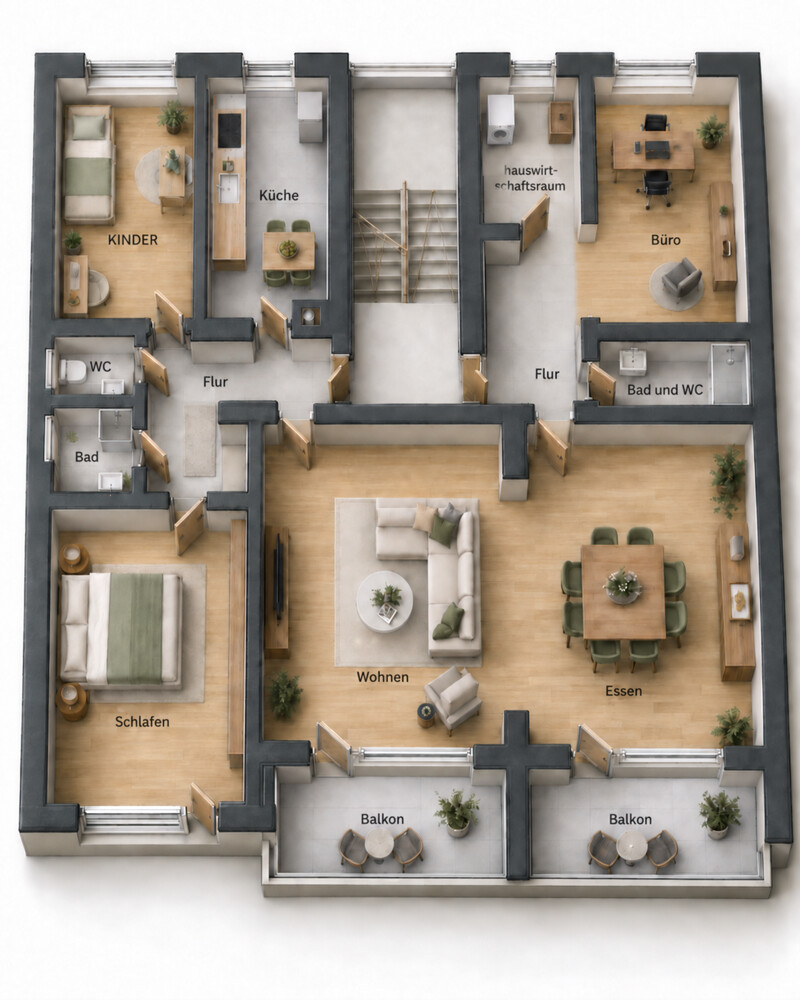 3D Grundriss Etagenwohnung Mundelsheim