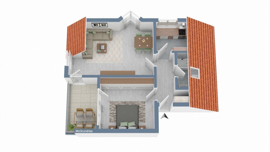 DG - 3D-Grundriss Dachgeschosswohnung Heilbronn / Frankenbach
