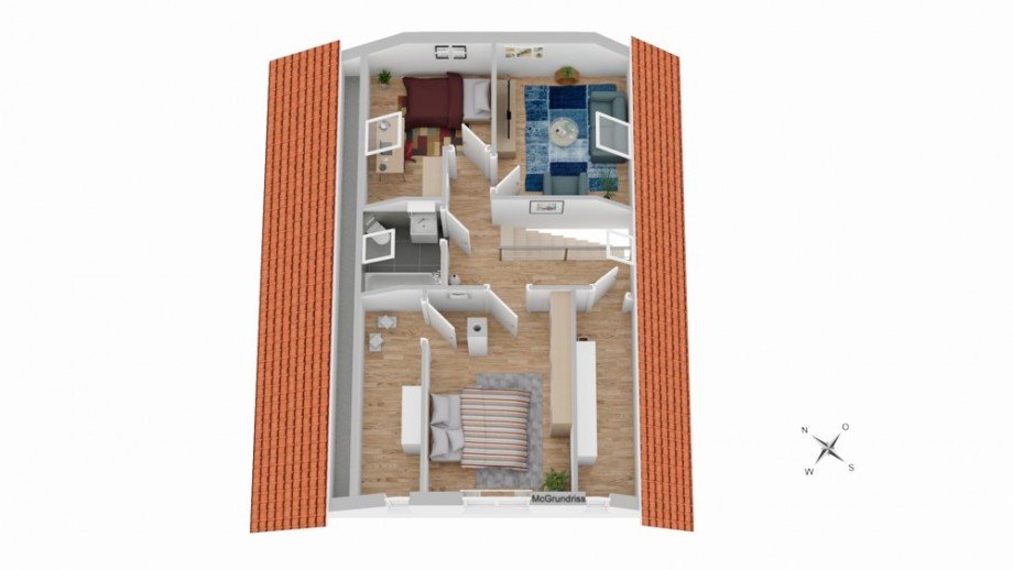 Haus1_Grundriss DG Zweifamilienhaus W�stenrot / Schweizerhof