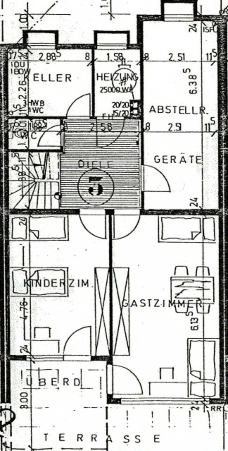 Grundriss Hanggeschoss Reihenmittelhaus Neckarwestheim