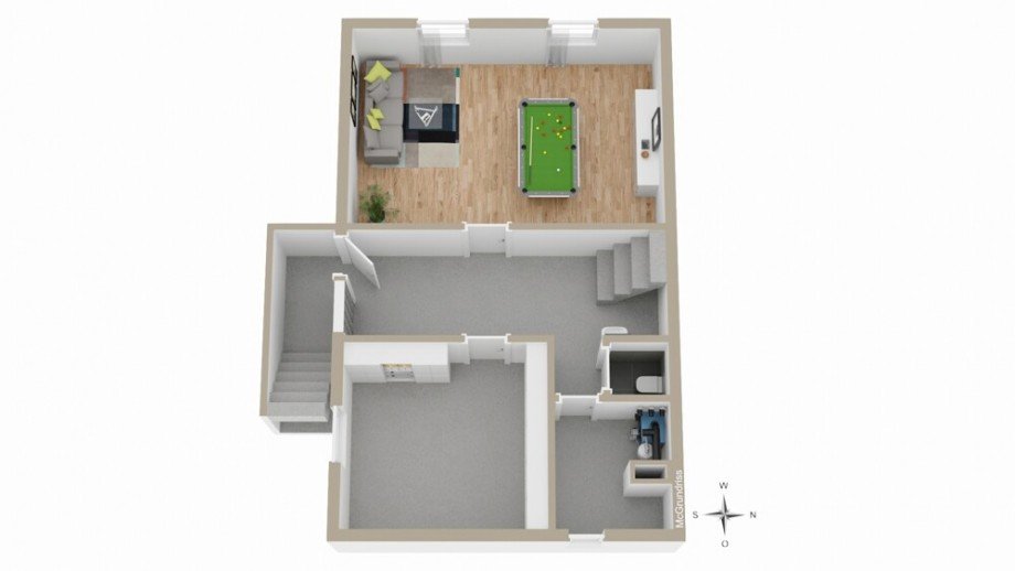 3D-Grundriss - UG Bungalow Beilstein