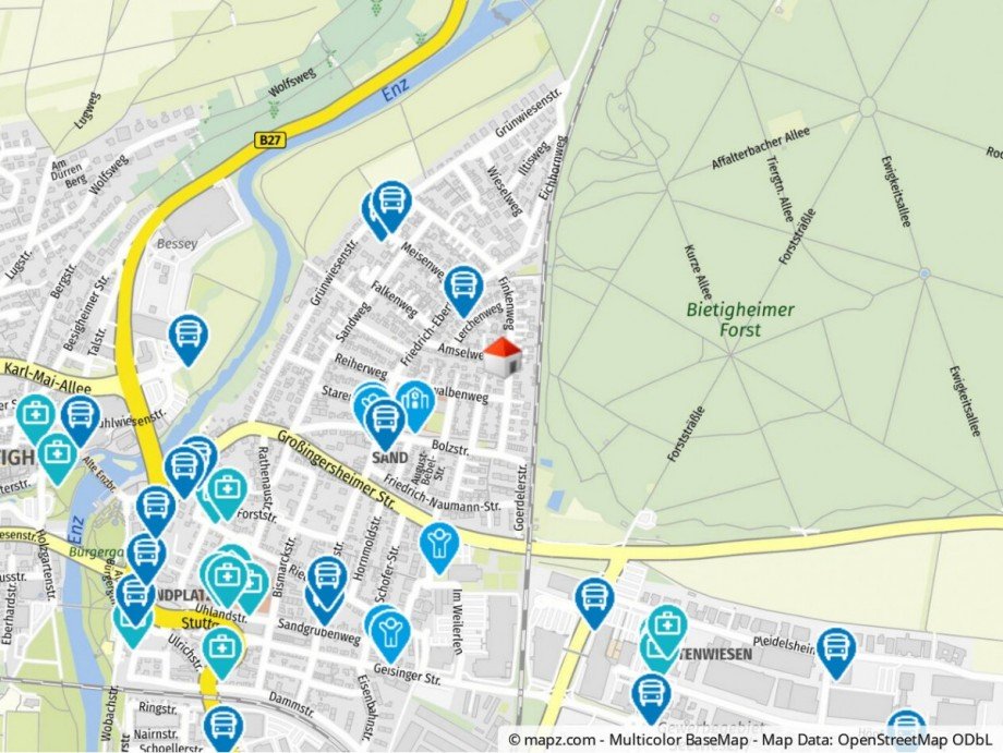 Geolyzer Kartenausschnitt Wohngrundst�ck Bietigheim-Bissingen