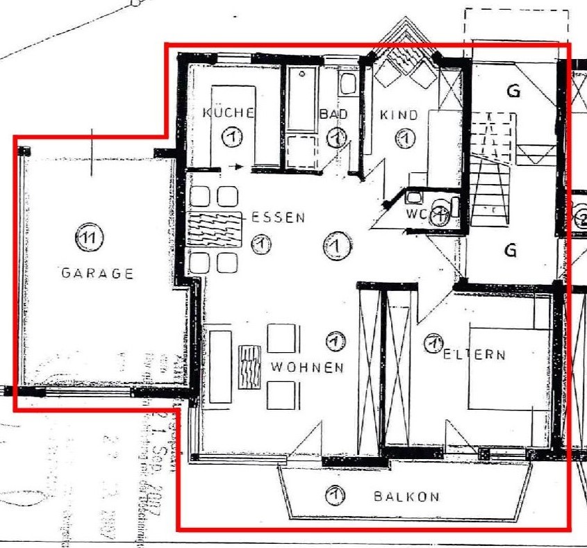Grundriss Erdgeschosswohnung Sachsenheim / Hohenhaslach