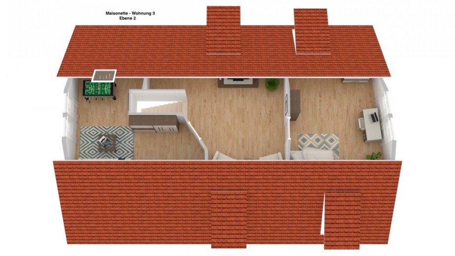 3D Grundriss DG Maisonette Whg. 3 Mehrfamilienhaus Ludwigsburg / Pflugfelden