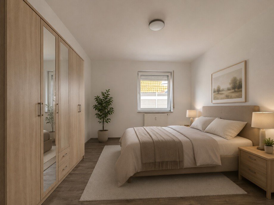 Schlafzimmer_virtuell eingerichtet Erdgeschosswohnung Oppenweiler