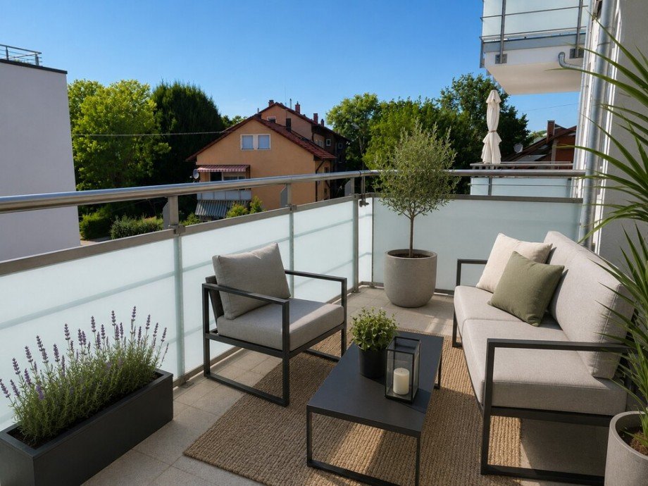 Balkon_mit KI m�bliert Etagenwohnung Fellbach / Schmiden