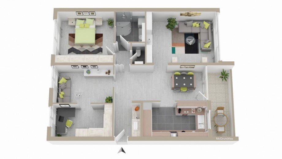 Grundriss3D Etagenwohnung Gro�bottwar