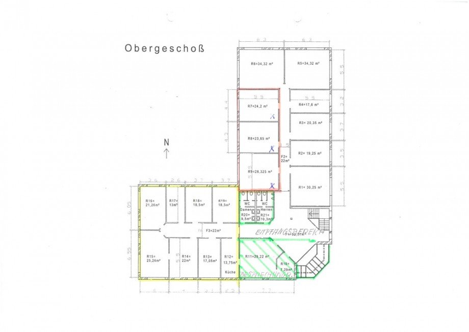 R�ume rot gekennzeichnet B�rofl�che Bietigheim-Bissingen